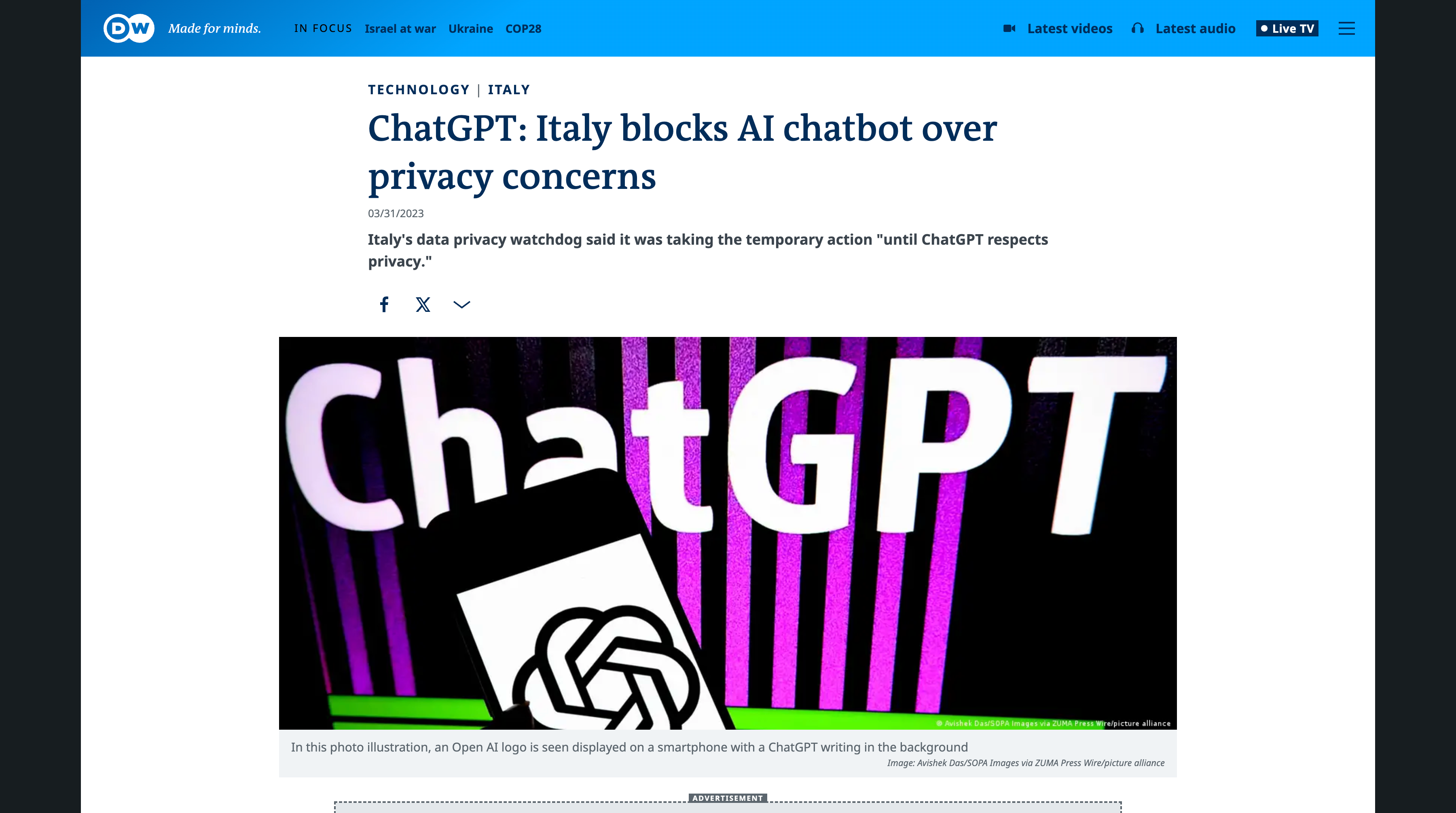 ChatGPT: Italy blocks AI chatbot over privacy concerns